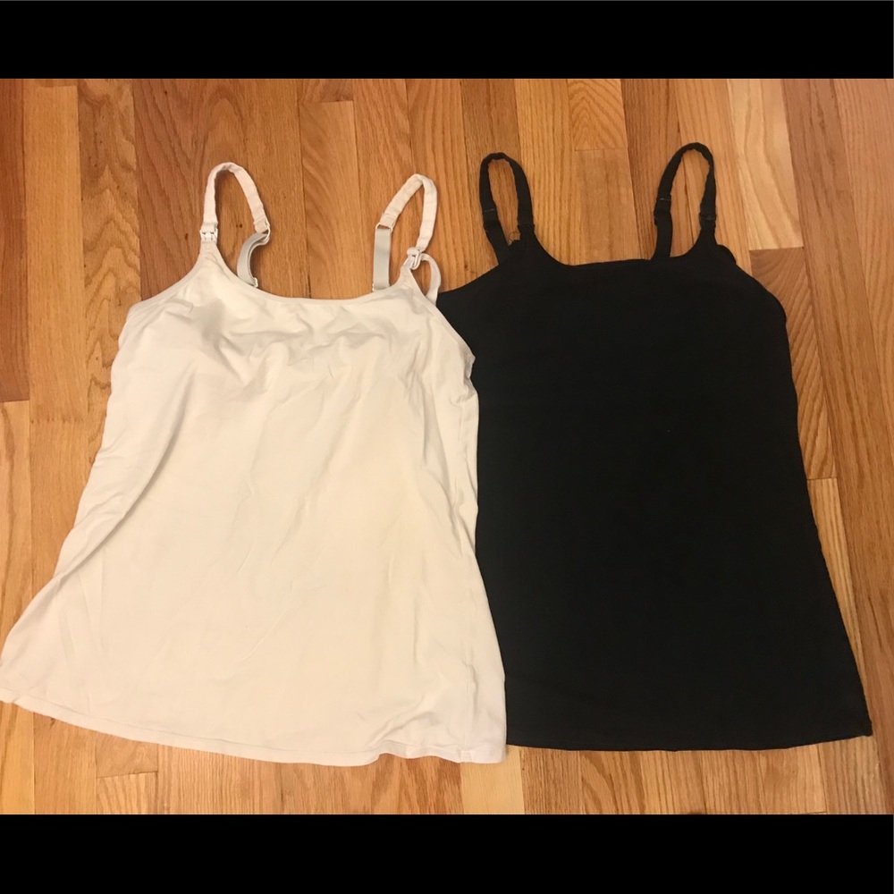 Black and white nursing tank tops